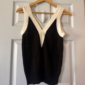 Reid’s Black & Cream V-Neck Knit Tank Top